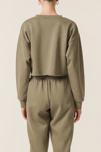 Nude Lucy Carter Classic Crop Sweat In a Green Willow Colour