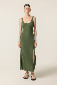 Nude Lucy Harlow Cupro Slip Dress in Pine