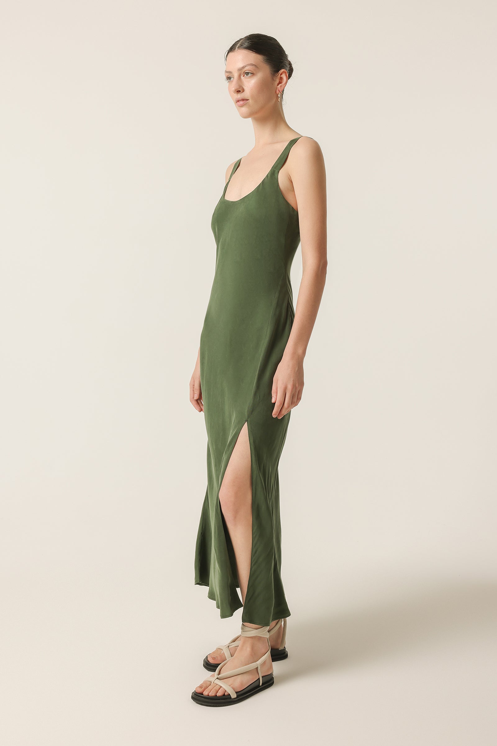 Nude Lucy Harlow Cupro Slip Dress In Pine 