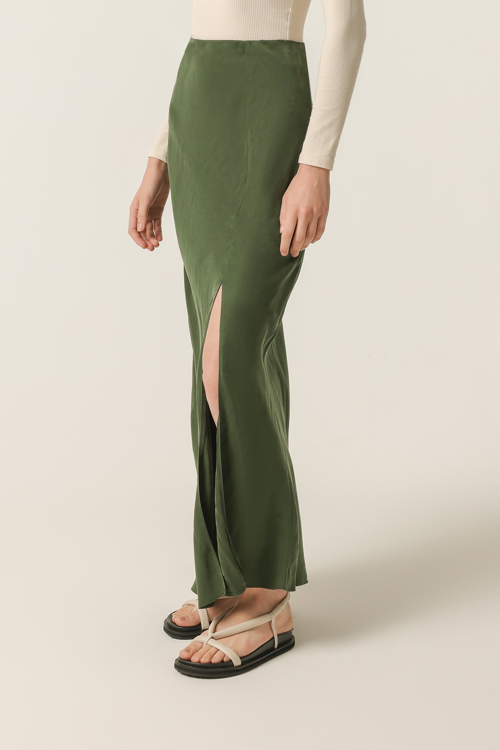 Nude Lucy Harlow Cupro Maxi Skirt in Pine