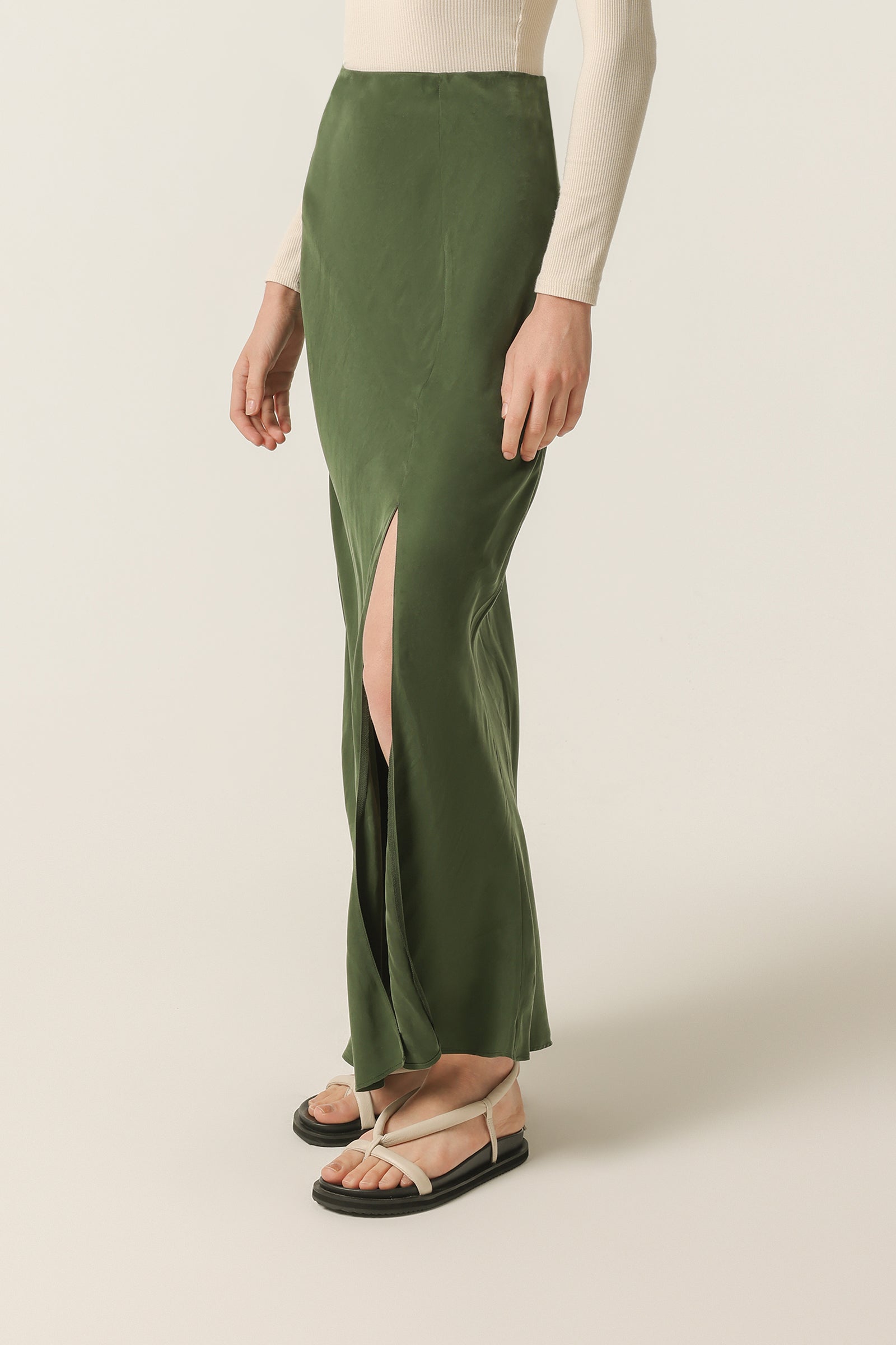 Nude Lucy Harlow Cupro Maxi Skirt In Pine 