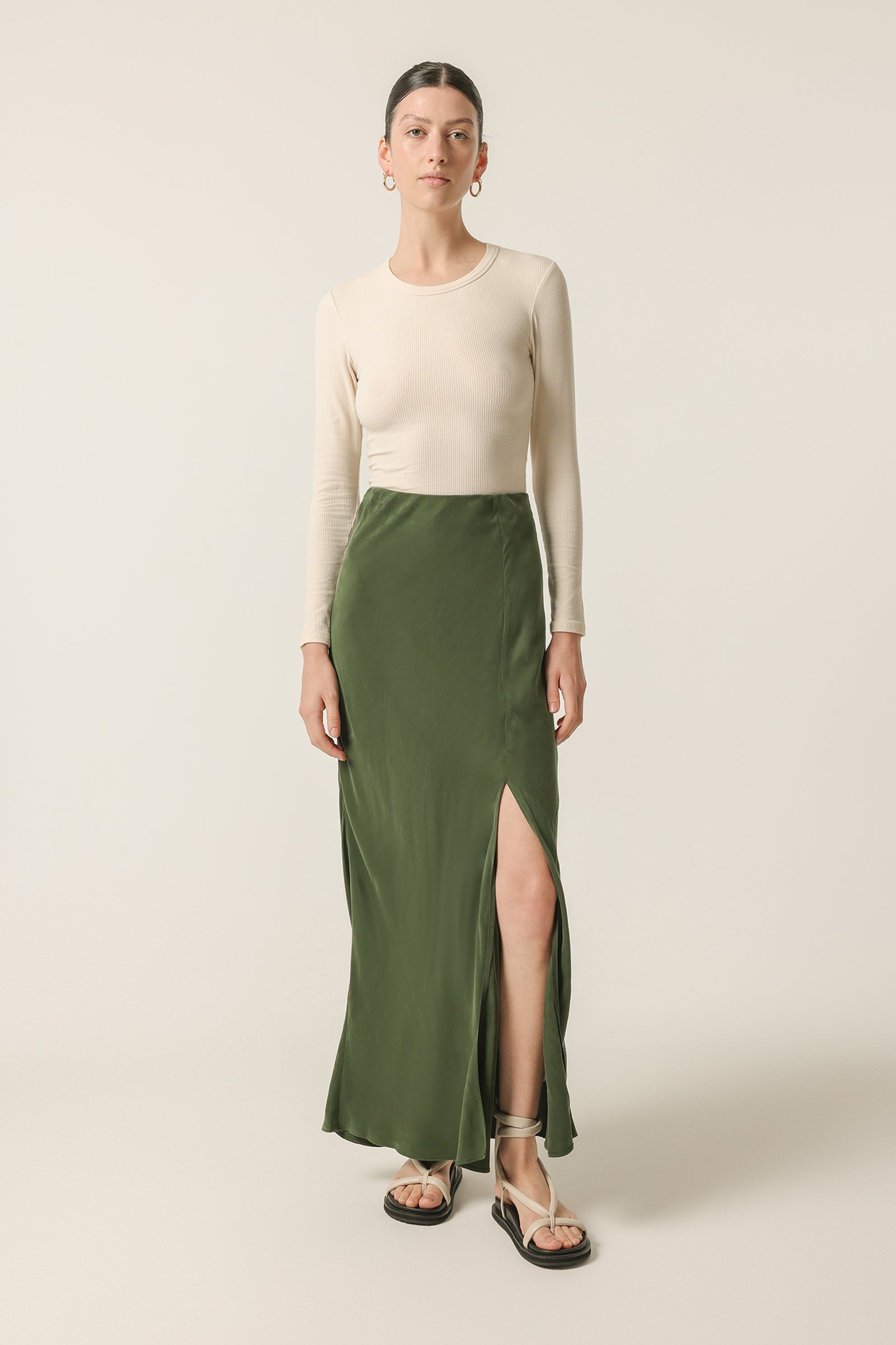 Nude Lucy Harlow Cupro Maxi Skirt in Pine