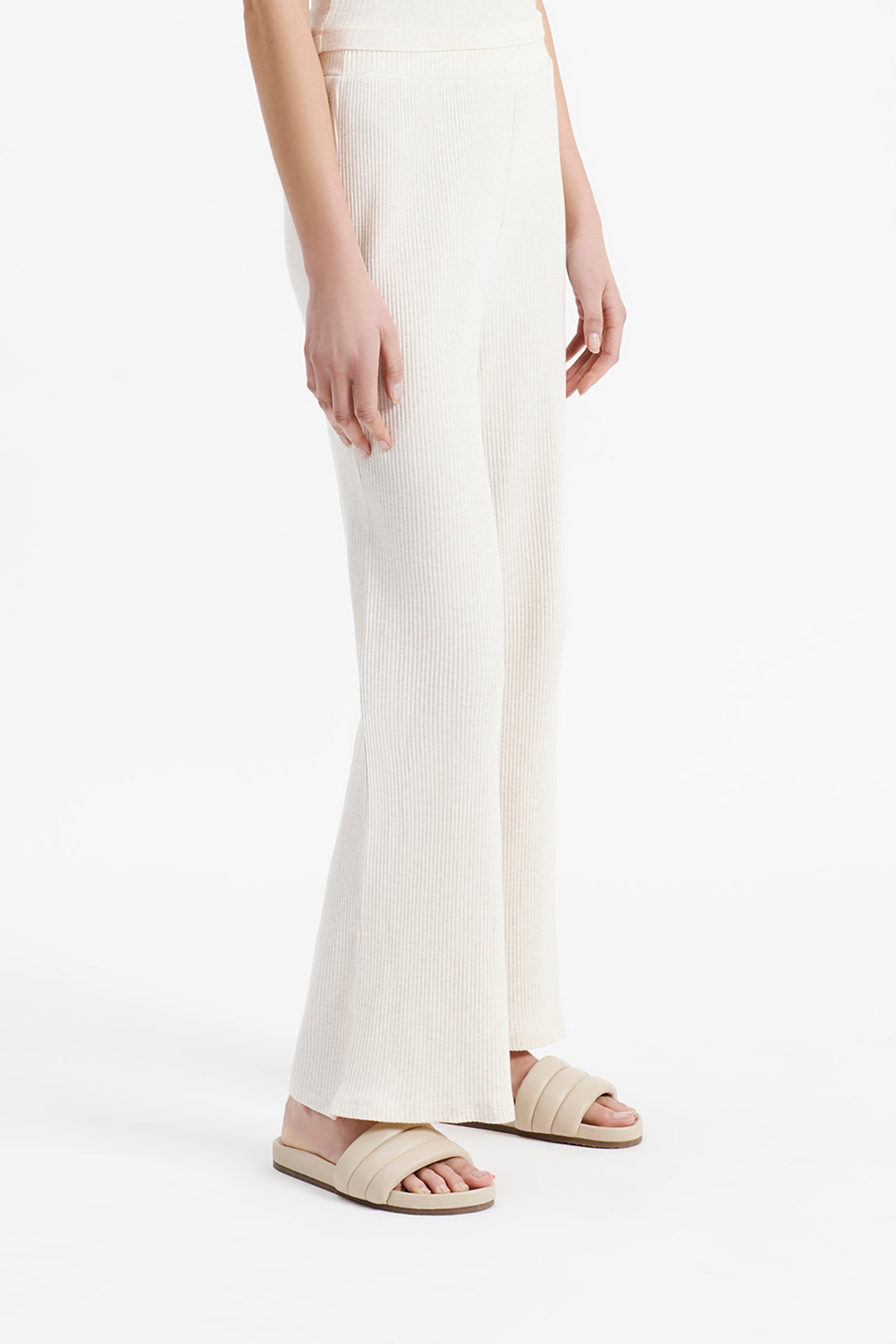 Nude Lucy Lounge Rib Culotte Cream In Marle 