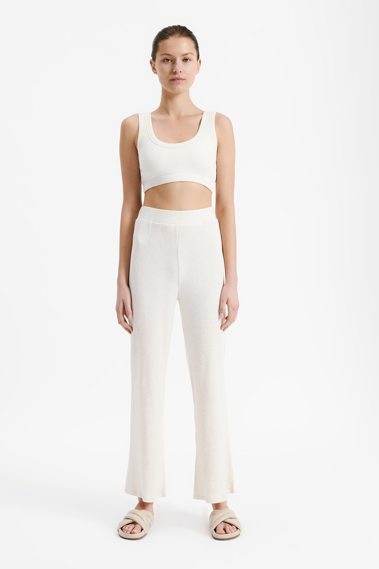 Nude Lucy Lounge Rib Culotte Cream In Marle 