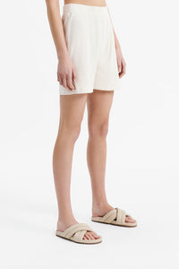 Nude Lucy Lounge Rib Longline Short Cream in Marle