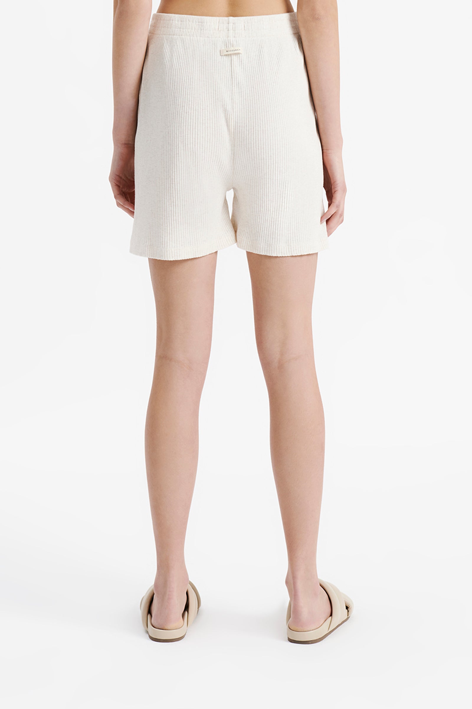 Nude Lucy Lounge Rib Longline Short Cream In Marle 