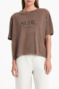 Nude Lucy Nude Washed Tee in a Brown Cola Colour