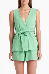 Nude Lucy Fes Wrap Top In a Green Clover Colour