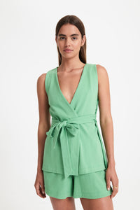Nude Lucy Fes Wrap Top In a Green Clover Colour