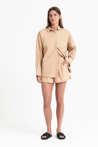 Nude Lucy Cruz Poplin Short In a Brown Flax Colour