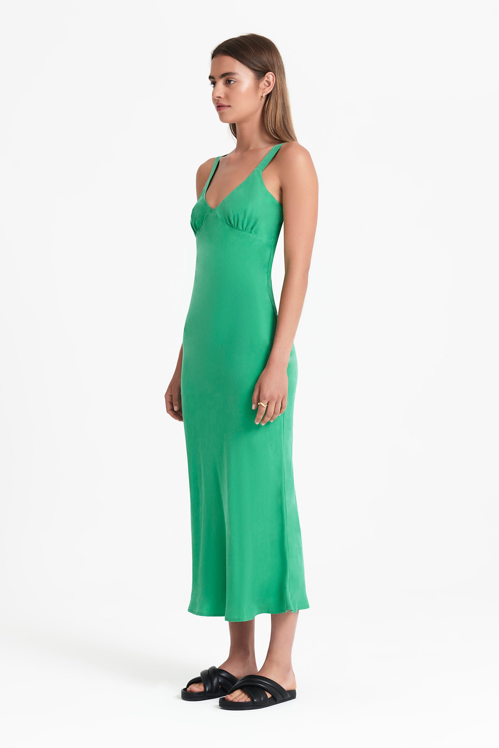Nude Lucy Arianne Cupro Slip Dress In A Green Jade Colour 