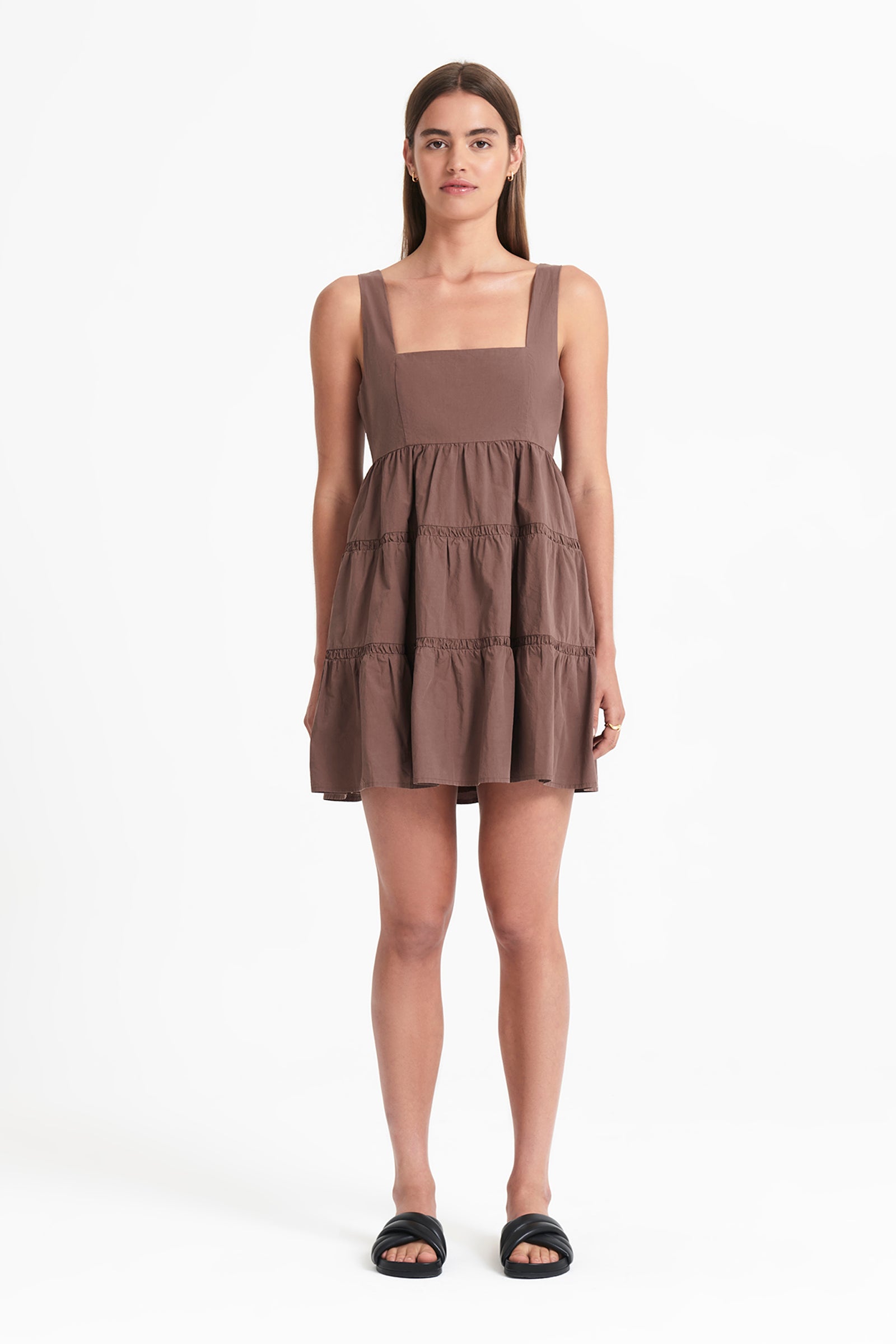 Nude Lucy Rocco Mini Dress In A Brown Cola Colour 