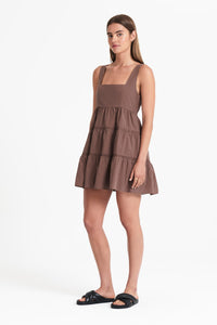 Nude Lucy Rocco Mini Dress in a Brown Cola Colour
