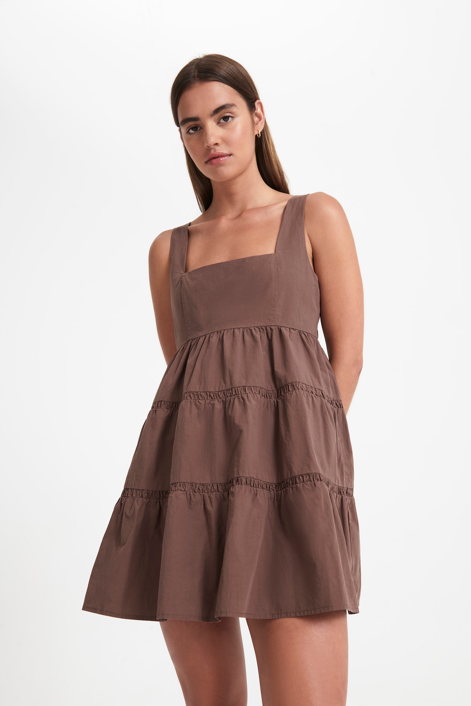 Nude Lucy Rocco Mini Dress In A Brown Cola Colour 