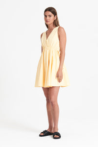 Nude Lucy Beni Mini Dress in a Lemon Yellow Citrine Colour