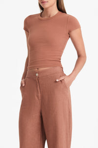 Nude Lucy Monroe Organic Rib Tee in Terracotta