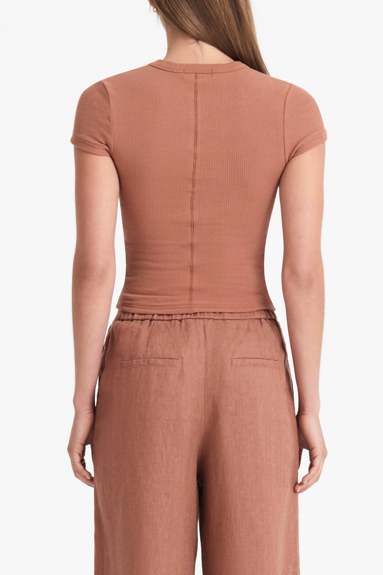 Nude Lucy Monroe Organic Rib Tee In Terracotta 