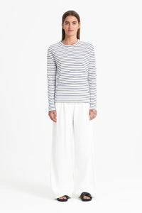 Nude Lucy Ava Organic Long Sleeve Tee Navy in Stripe