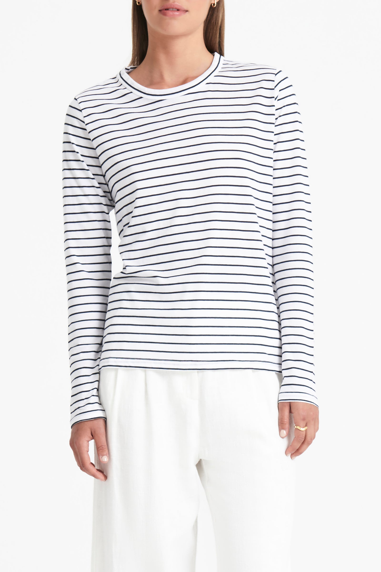 Nude Lucy Ava Organic Long Sleeve Tee Navy In Stripe 