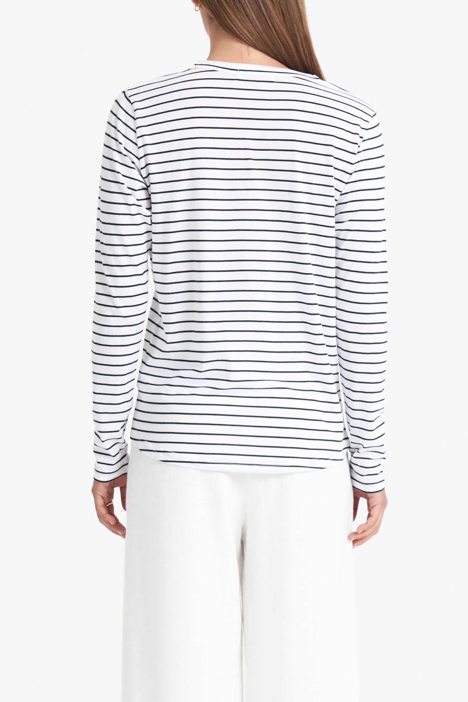 Nude Lucy Ava Organic Long Sleeve Tee Navy In Stripe 