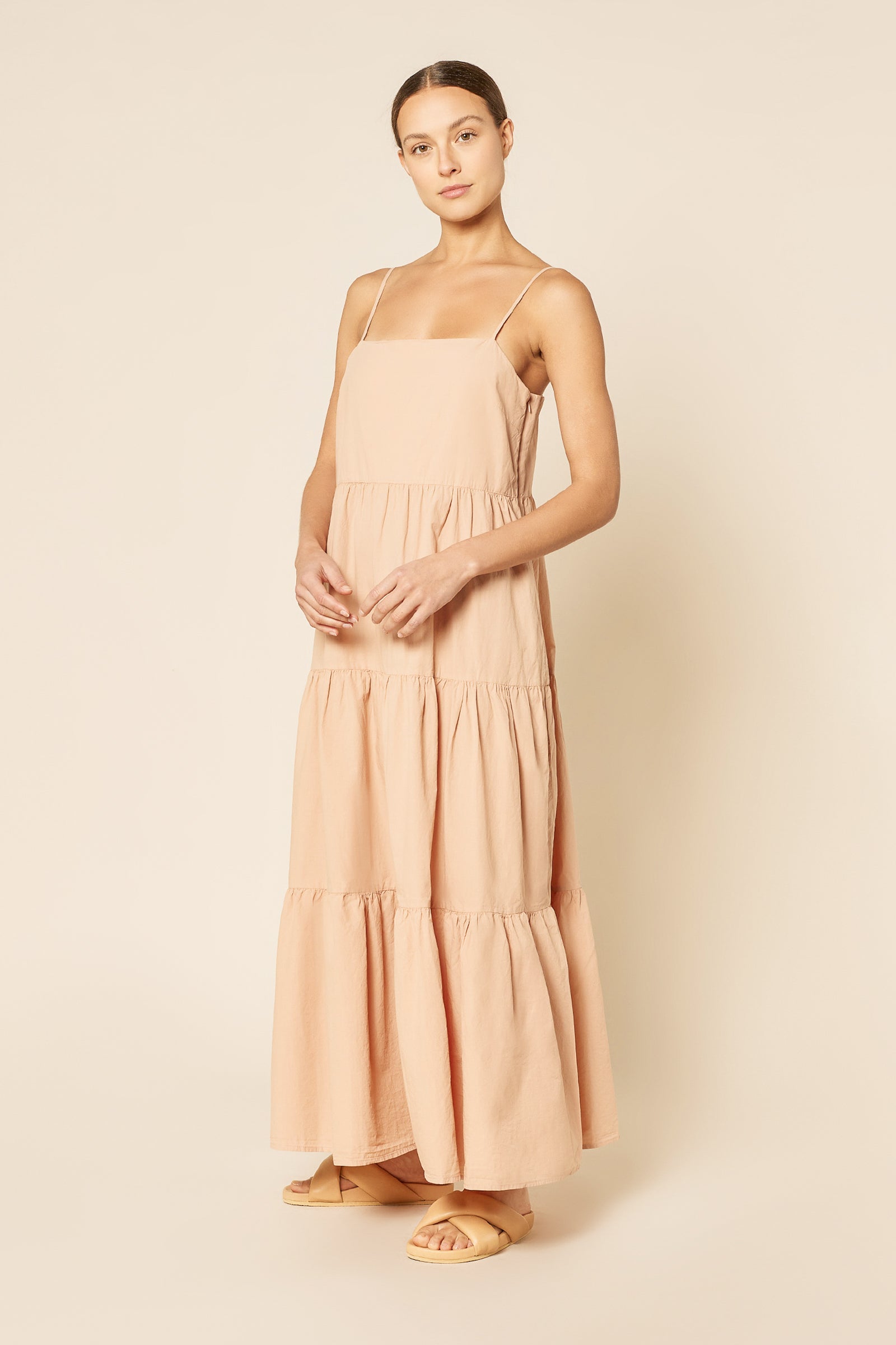 Nude Lucy Odessa Poplin Maxi Dress In a Orange Clay Colour