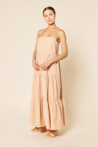 Nude Lucy Odessa Poplin Maxi Dress In a Orange Clay Colour