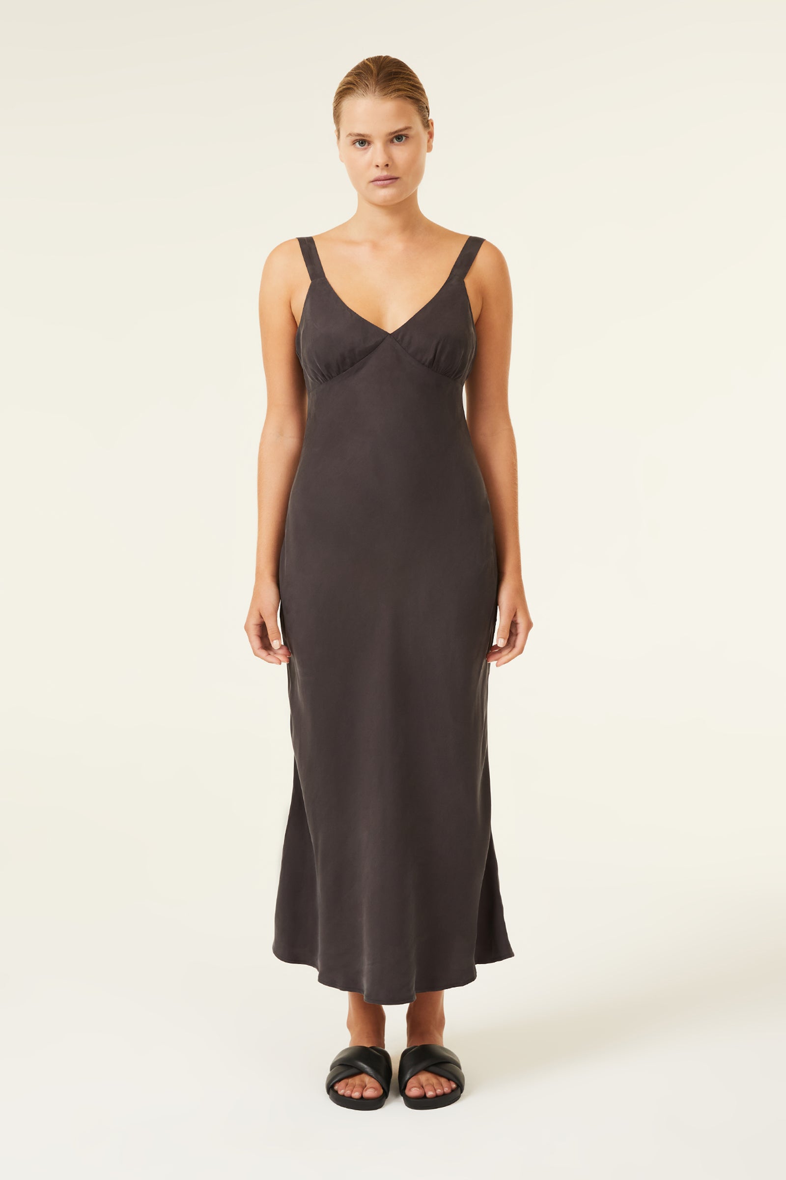Shop Arianne Cupro Slip Dress in Coal
