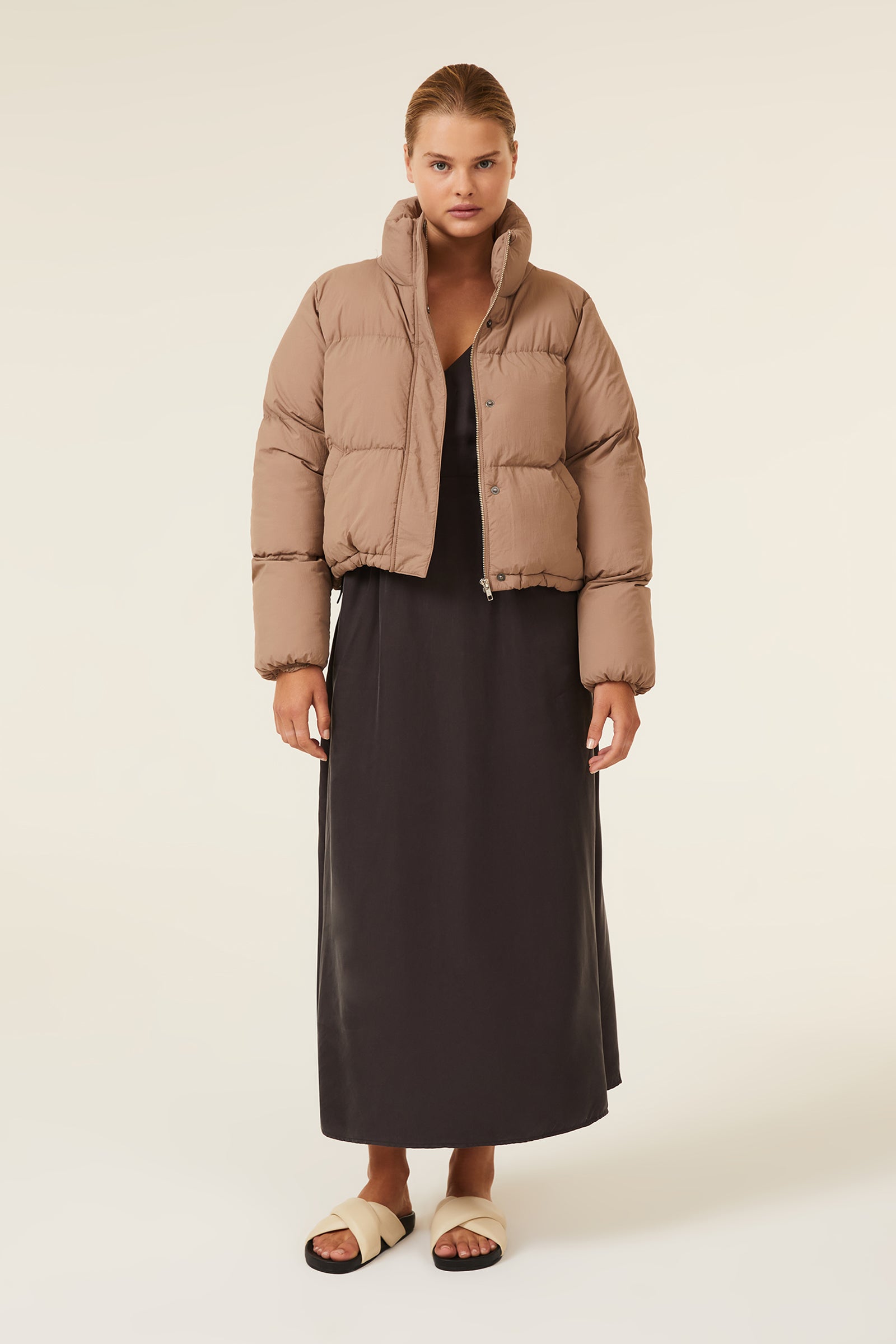 Nude Lucy Topher Puffer Jacket In A Brown Carob Colour 