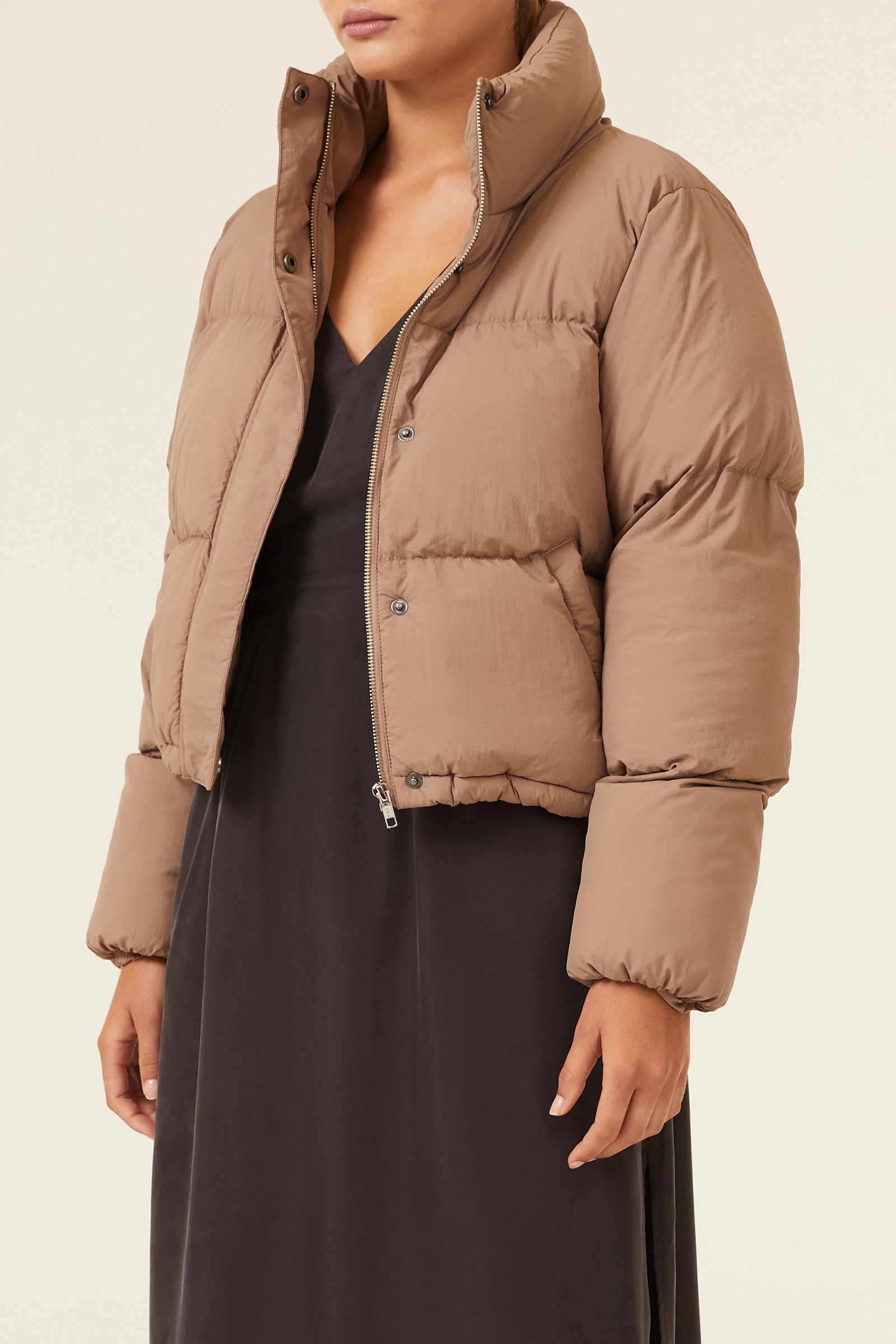 Nude Lucy Topher Puffer Jacket In A Brown Carob Colour 