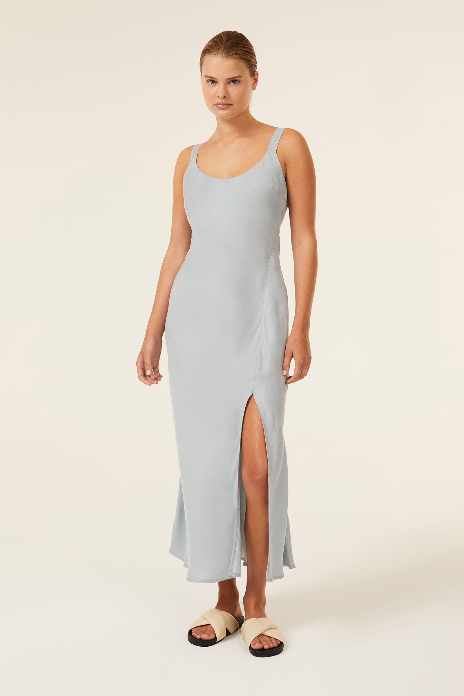 Nude Lucy Harlow Cupro Slip Dress In a Green & Blue Toned Marine Colour