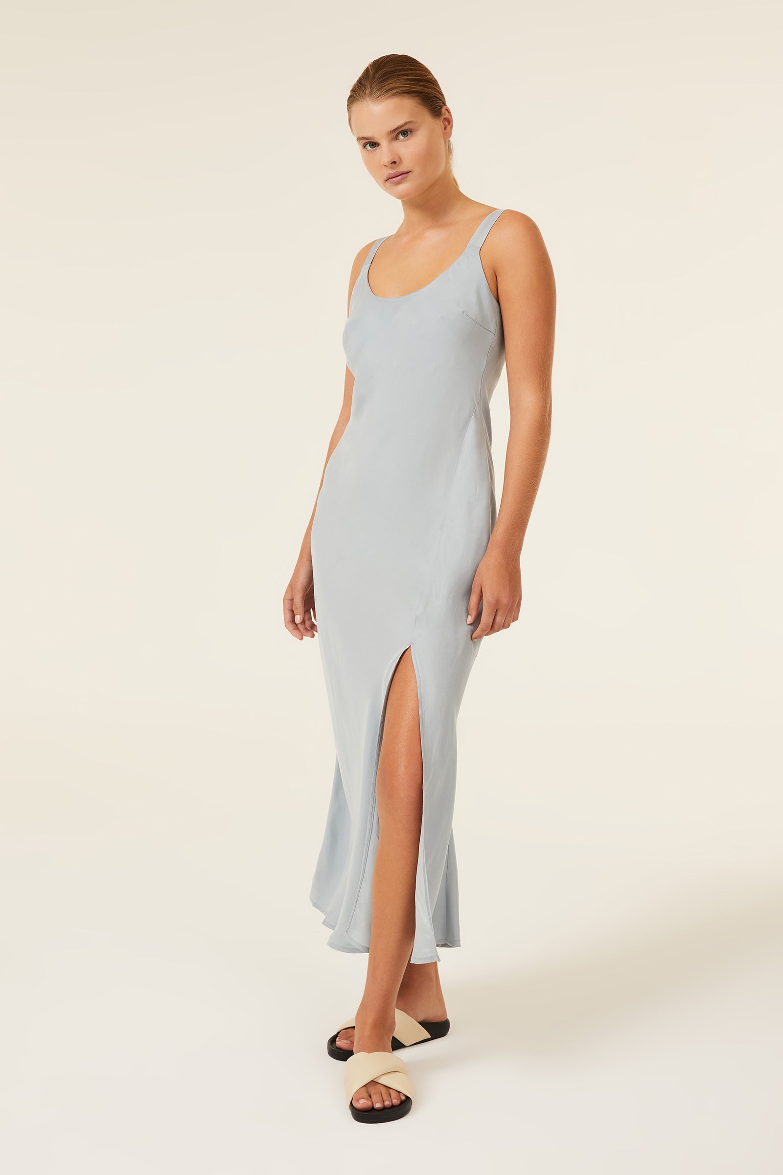 Nude Lucy Harlow Cupro Slip Dress In a Green & Blue Toned Marine Colour