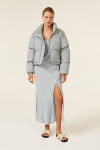 Nude Lucy Topher Puffer Jacket In a Green & Blue Toned Marine Colour