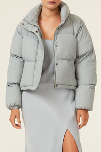 Nude Lucy Topher Puffer Jacket In a Green & Blue Toned Marine Colour