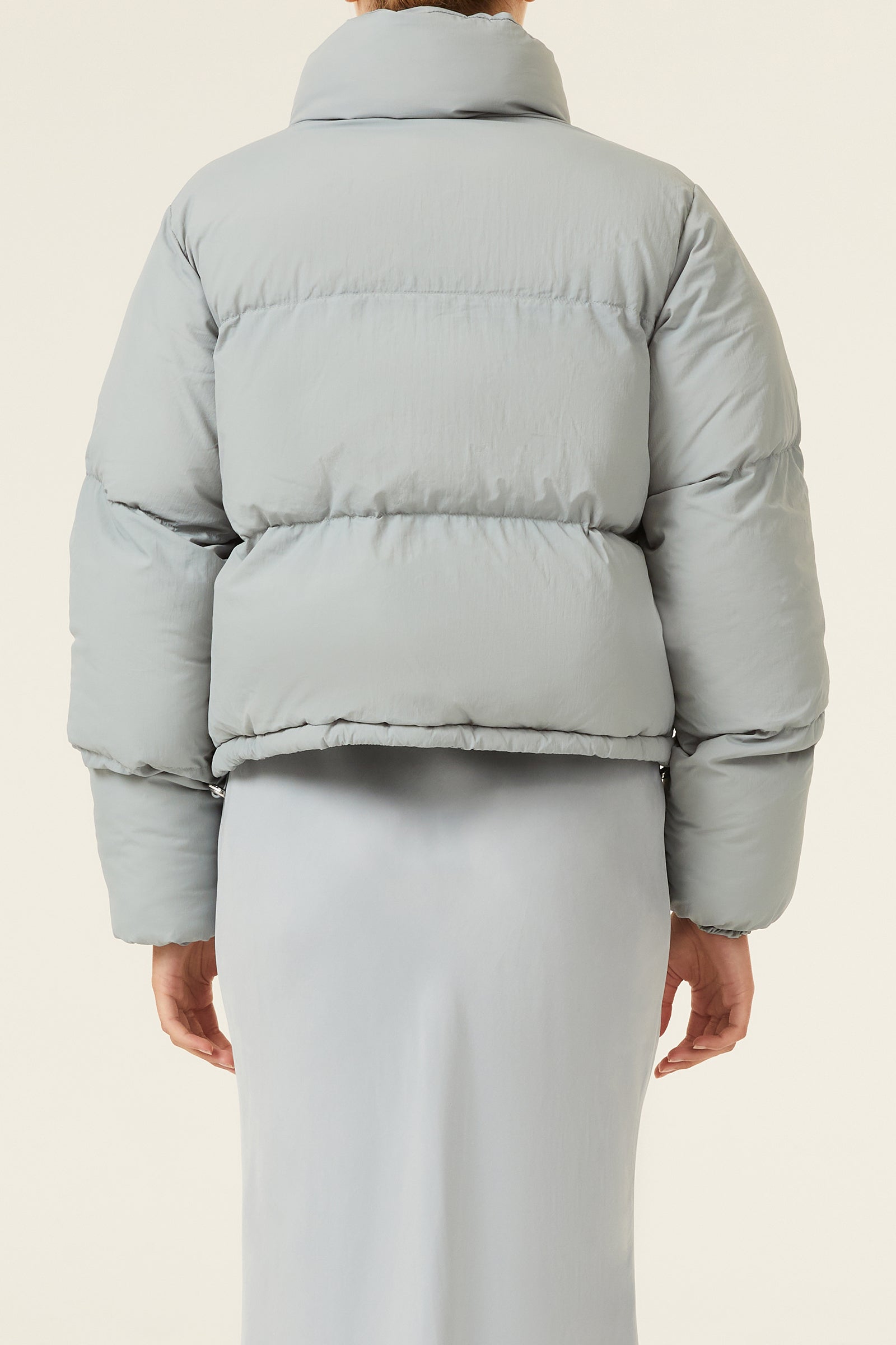 Nude Lucy Topher Puffer Jacket In A Green & Blue Toned Marine Colour 