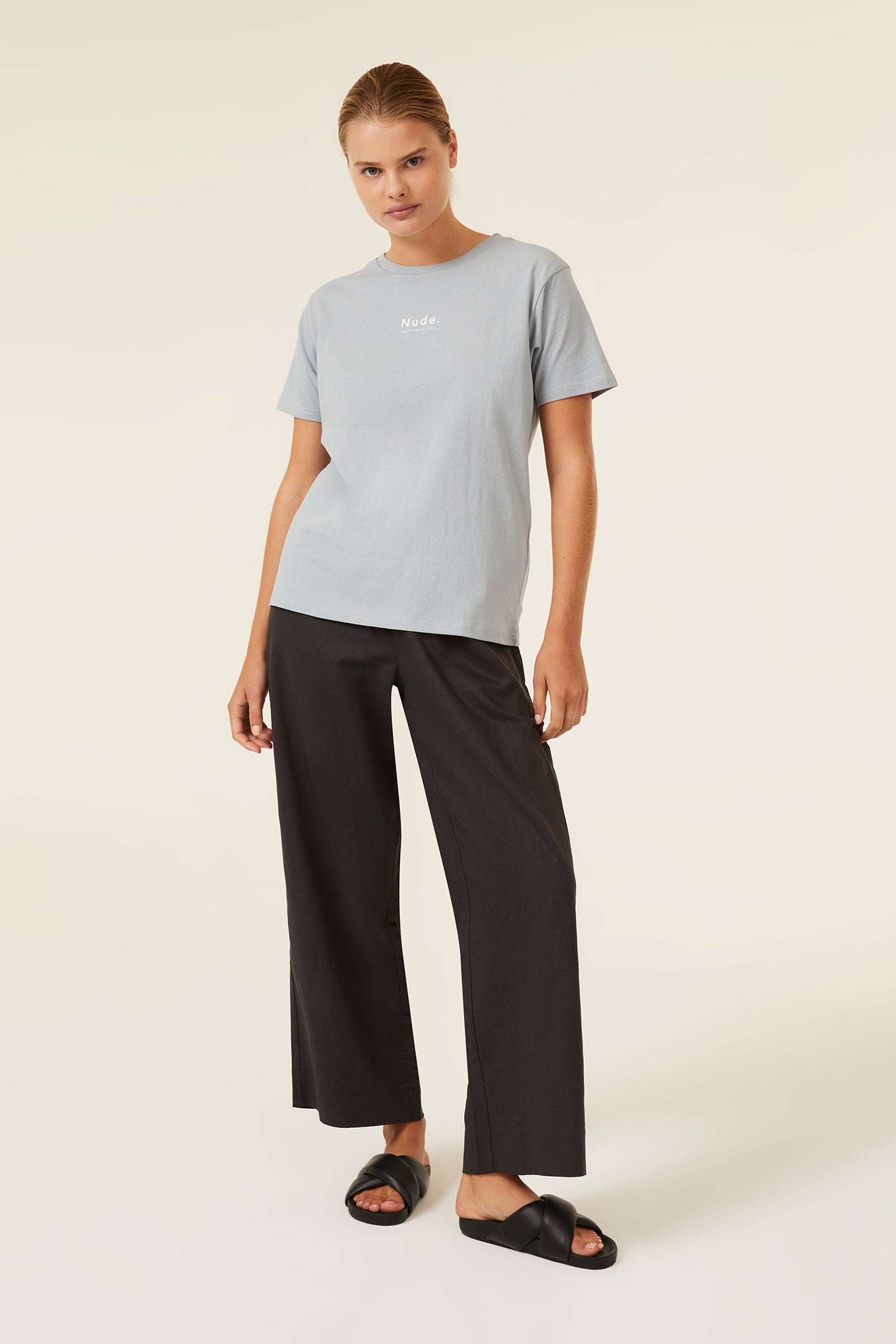 Nude Lucy Nude Organic Heritage Tee In A Green & Blue Toned Marine Colour 
