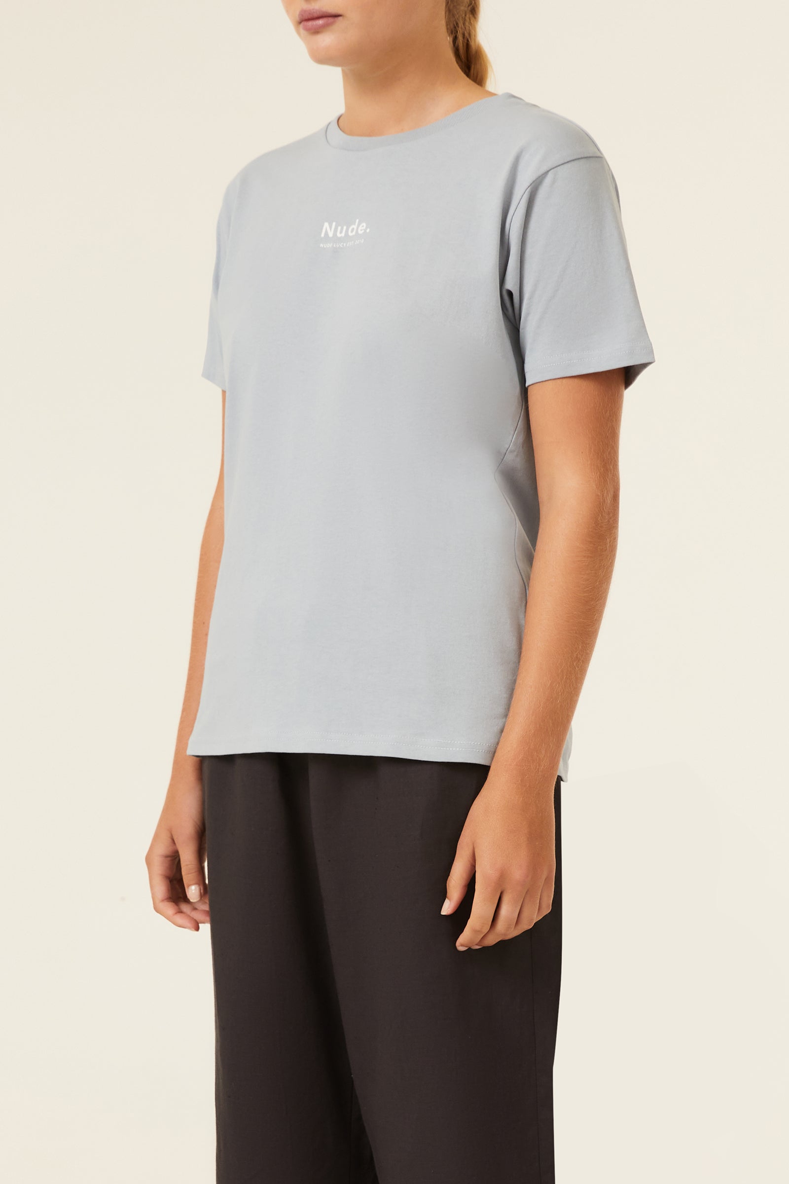 Nude Lucy Nude Organic Heritage Tee In A Green & Blue Toned Marine Colour 