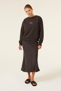 Nude Lucy Nude Heritage Sweat in a Dark Grey In a Brown Coal Colour