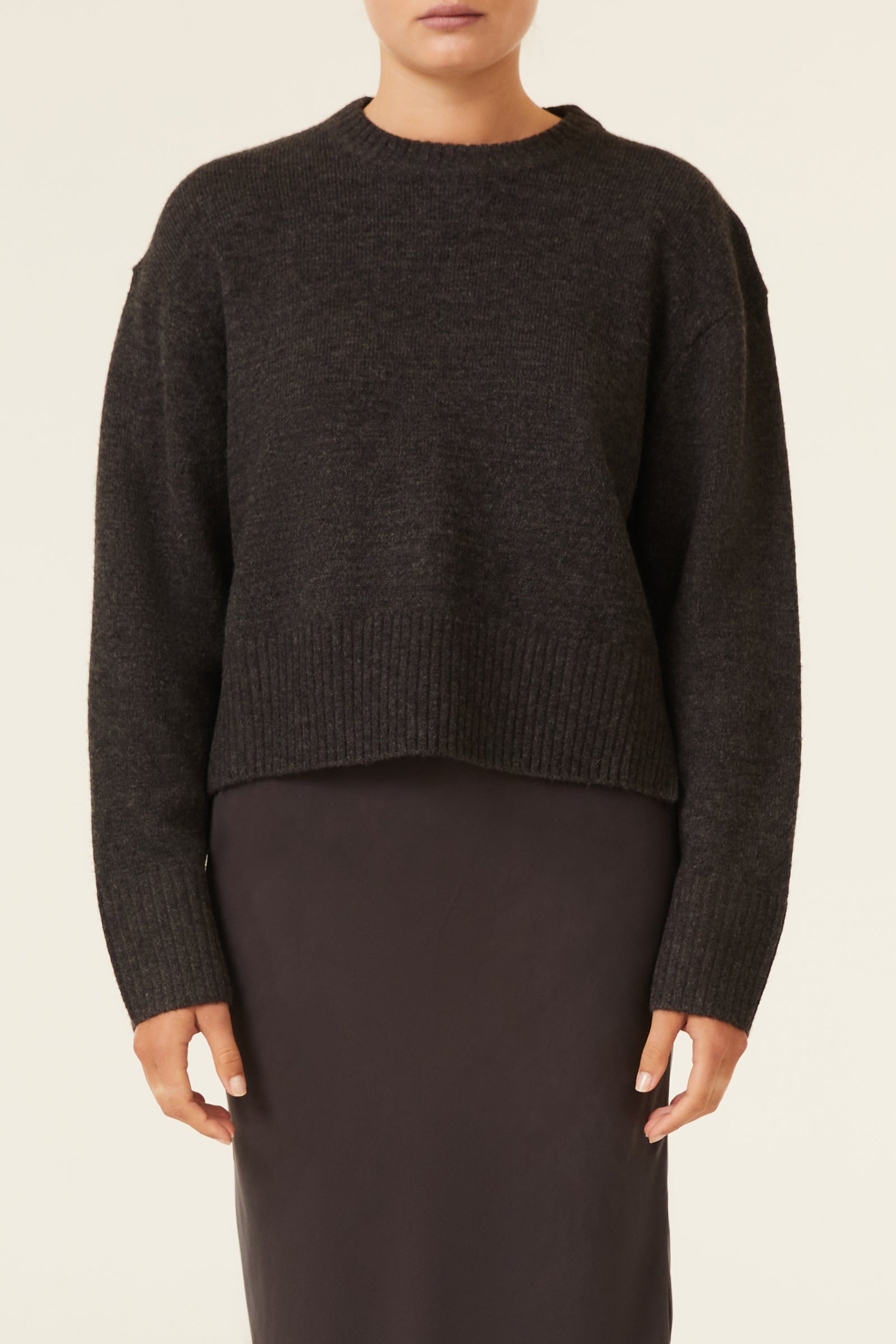 Nude Lucy Finley Knit in a Dark Grey In a Brown Coal Colour