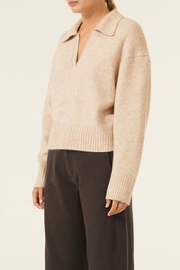 Nude Lucy Kinsley Rugby Knit In a Yellow Sand Colour