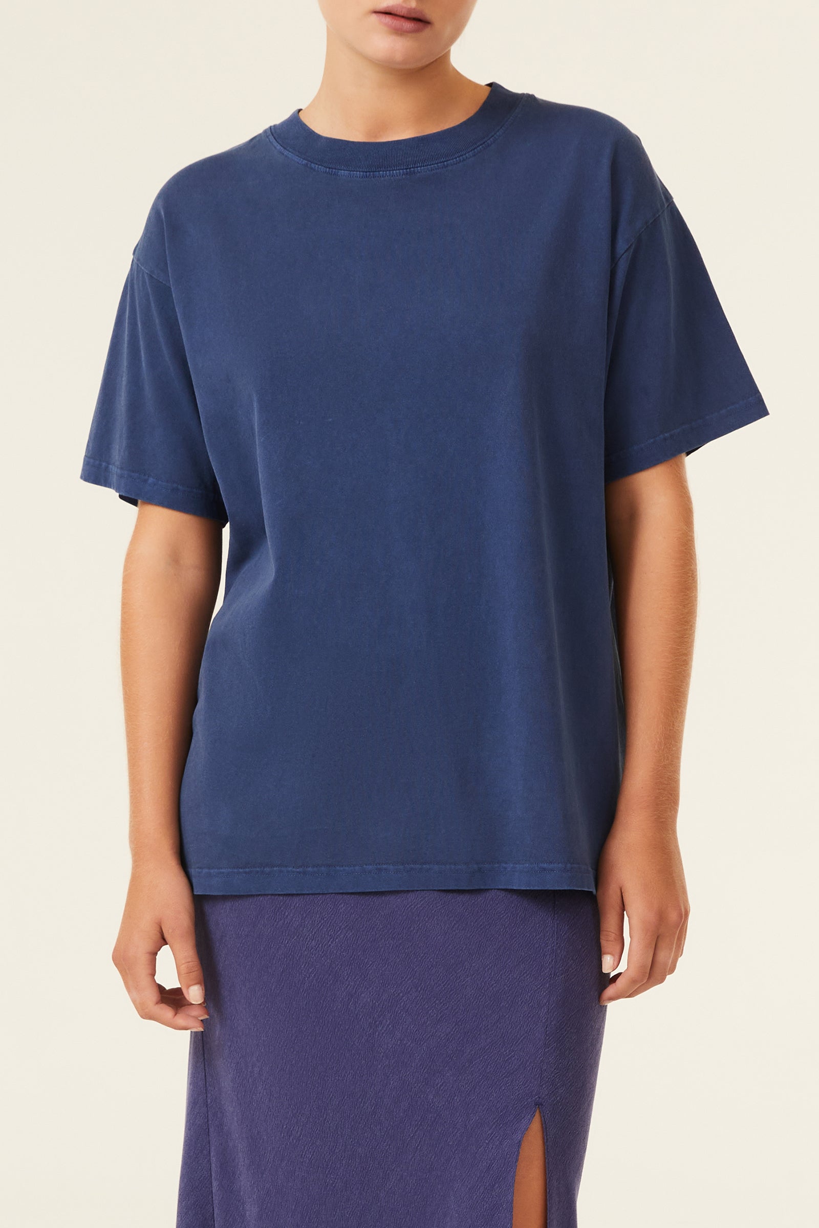 Nude Lucy Frankie Organic Washed Bf Tee In Sapphire 