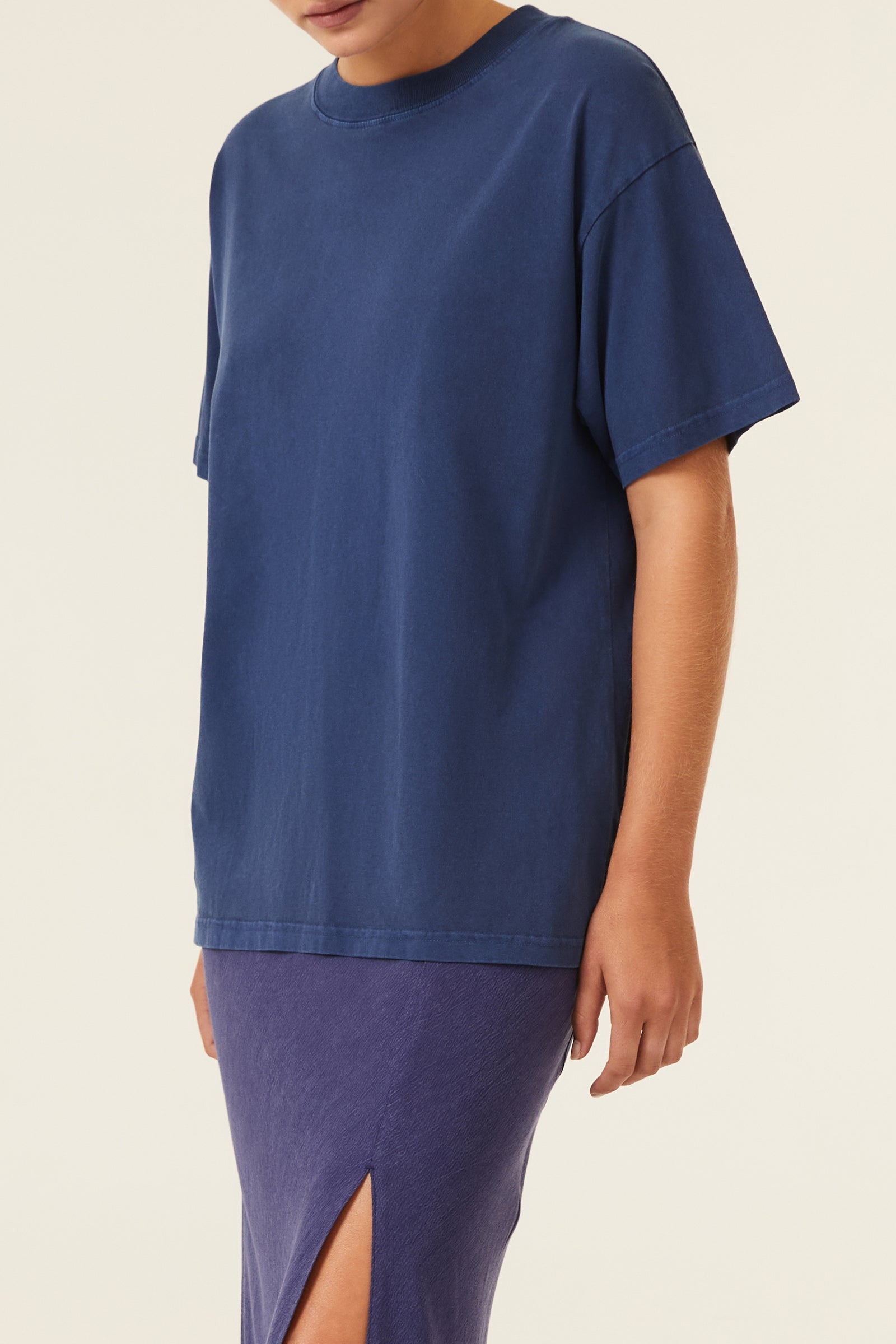 Nude Lucy Frankie Organic Washed Bf Tee In Sapphire 