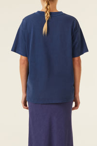 Nude Lucy Frankie Organic Washed Bf Tee in Sapphire