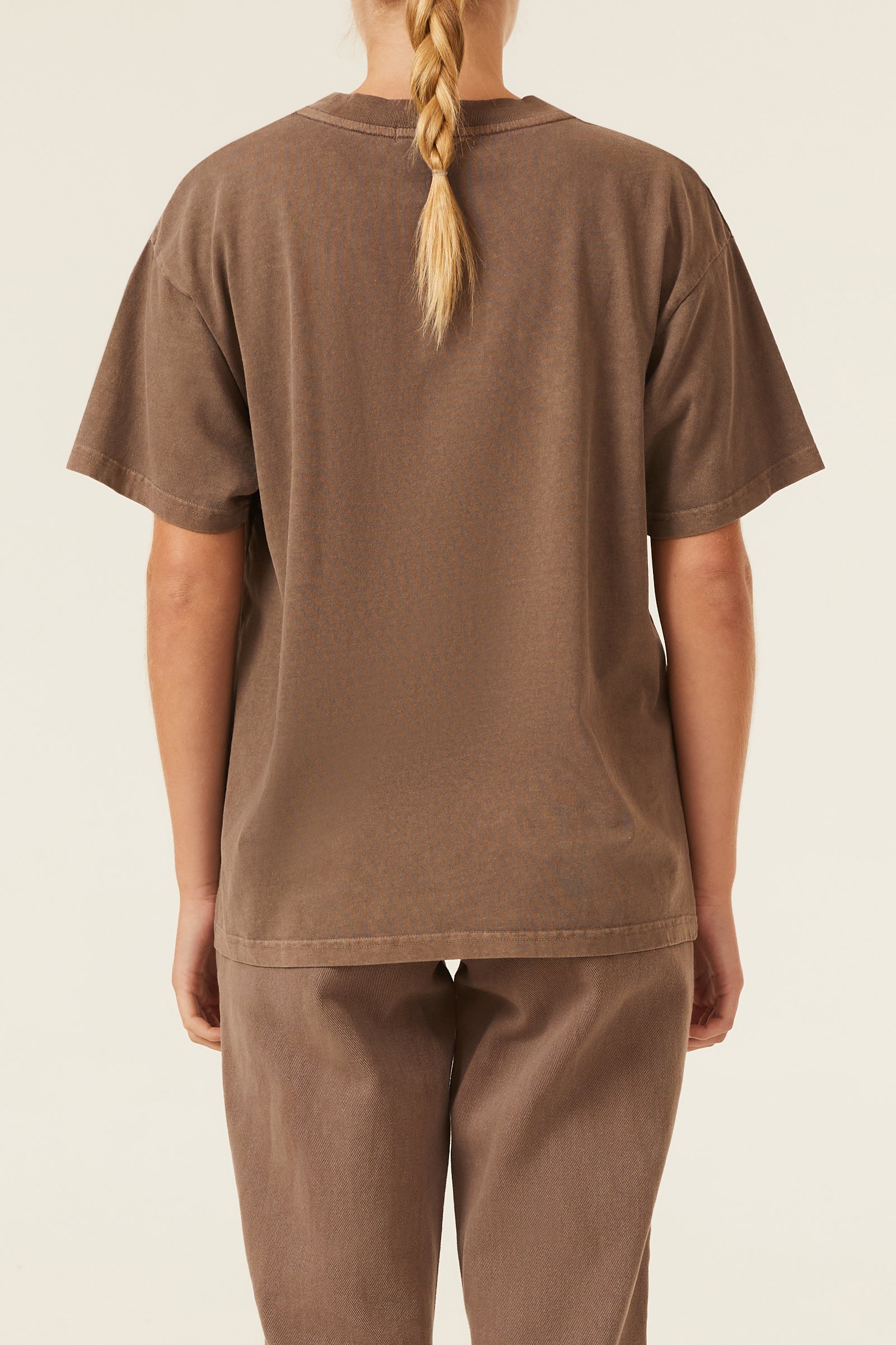 Nude Lucy Frankie Organic Washed Bf Tee in a Brown Carob Colour