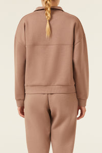 Nude Lucy Carter Zip Front Sweat in a Brown Carob Colour