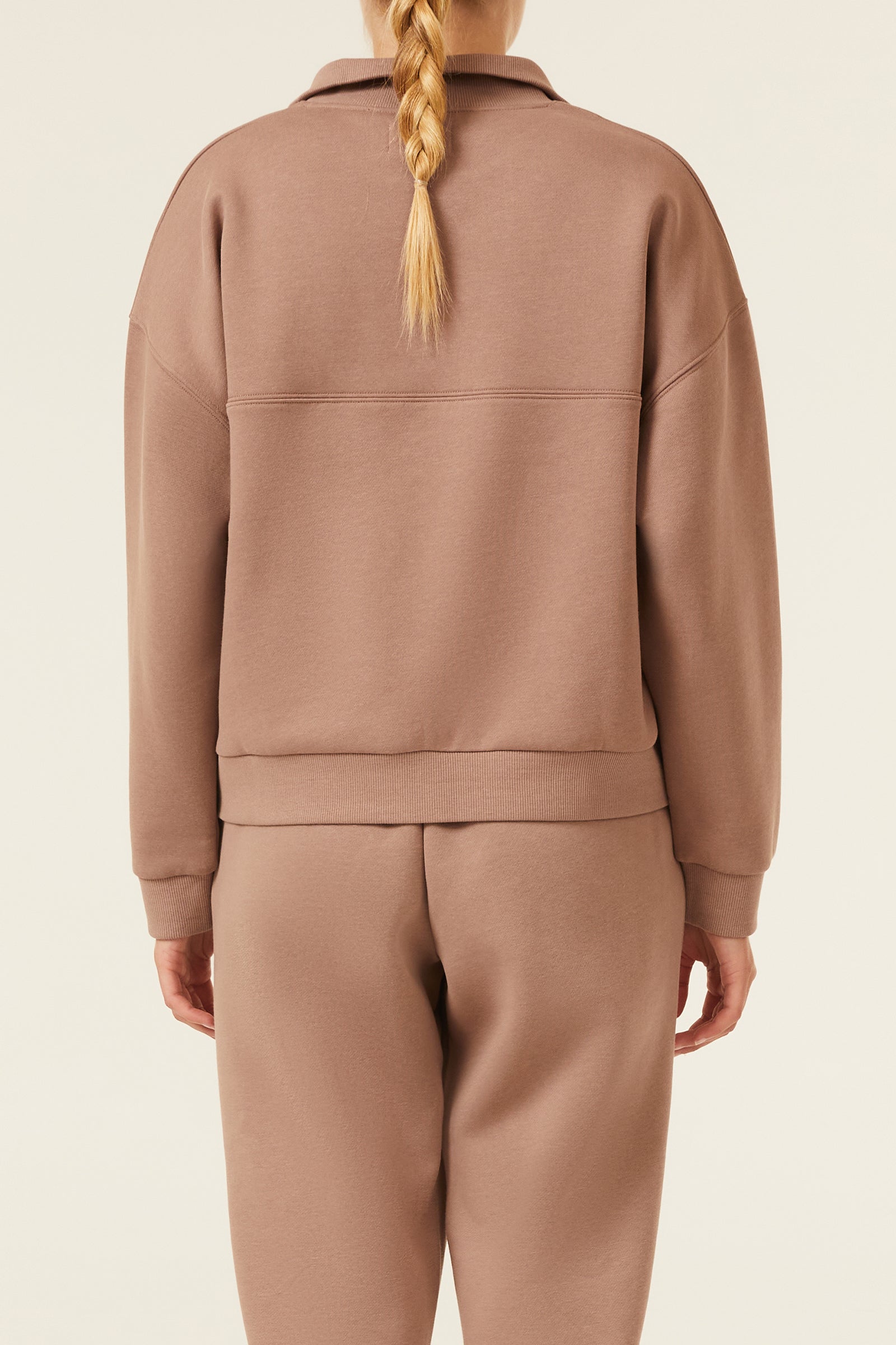 Nude Lucy Carter Zip Front Sweat In A Brown Carob Colour 
