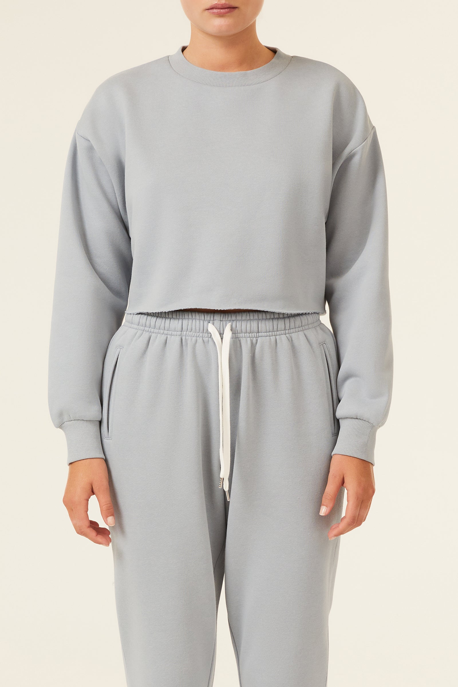 Nude Lucy Carter Classic Crop Sweat In a Green & Blue Toned Marine Colour