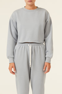 Nude Lucy Carter Classic Crop Sweat In a Green & Blue Toned Marine Colour