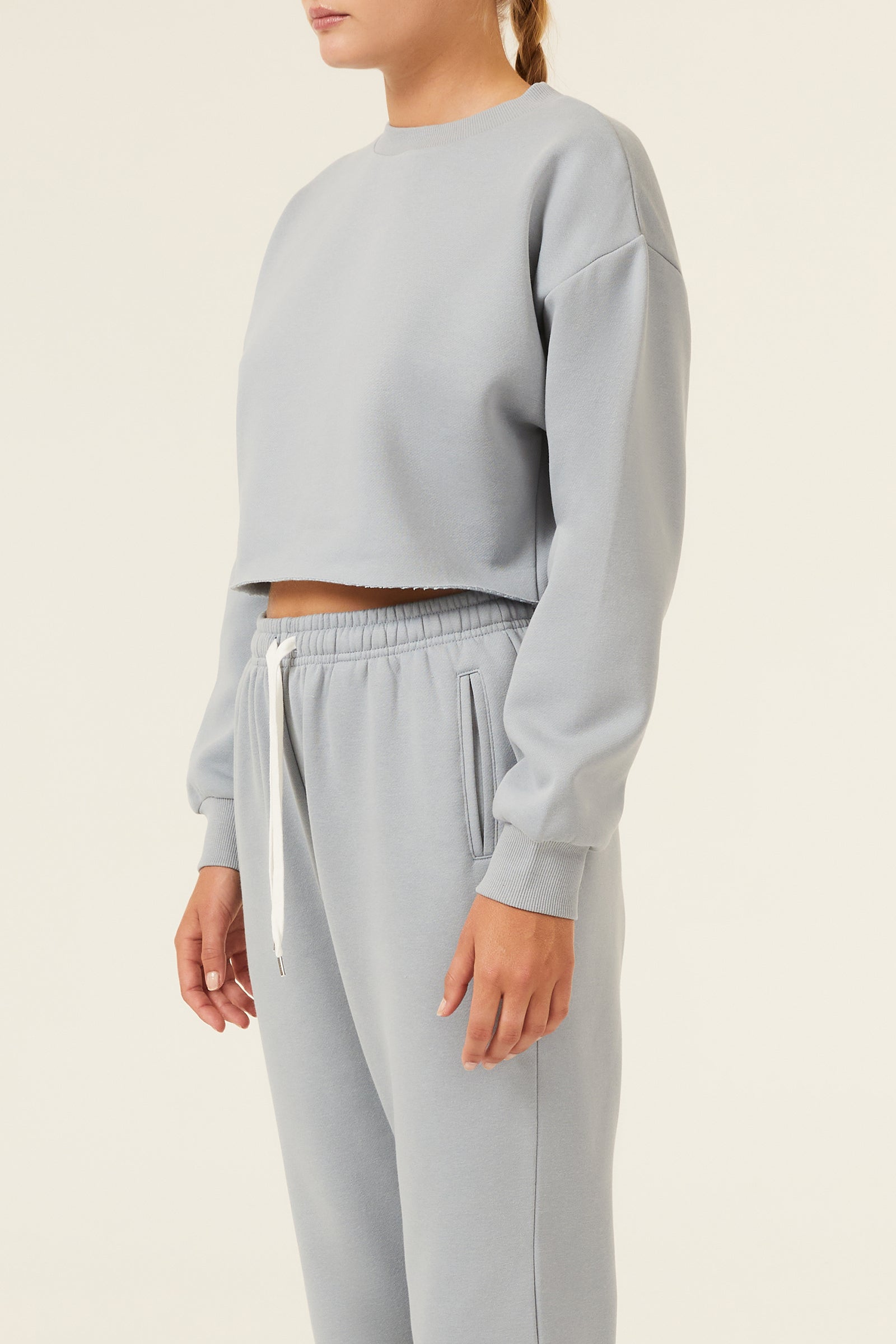 Nude Lucy Carter Classic Crop Sweat In a Green & Blue Toned Marine Colour