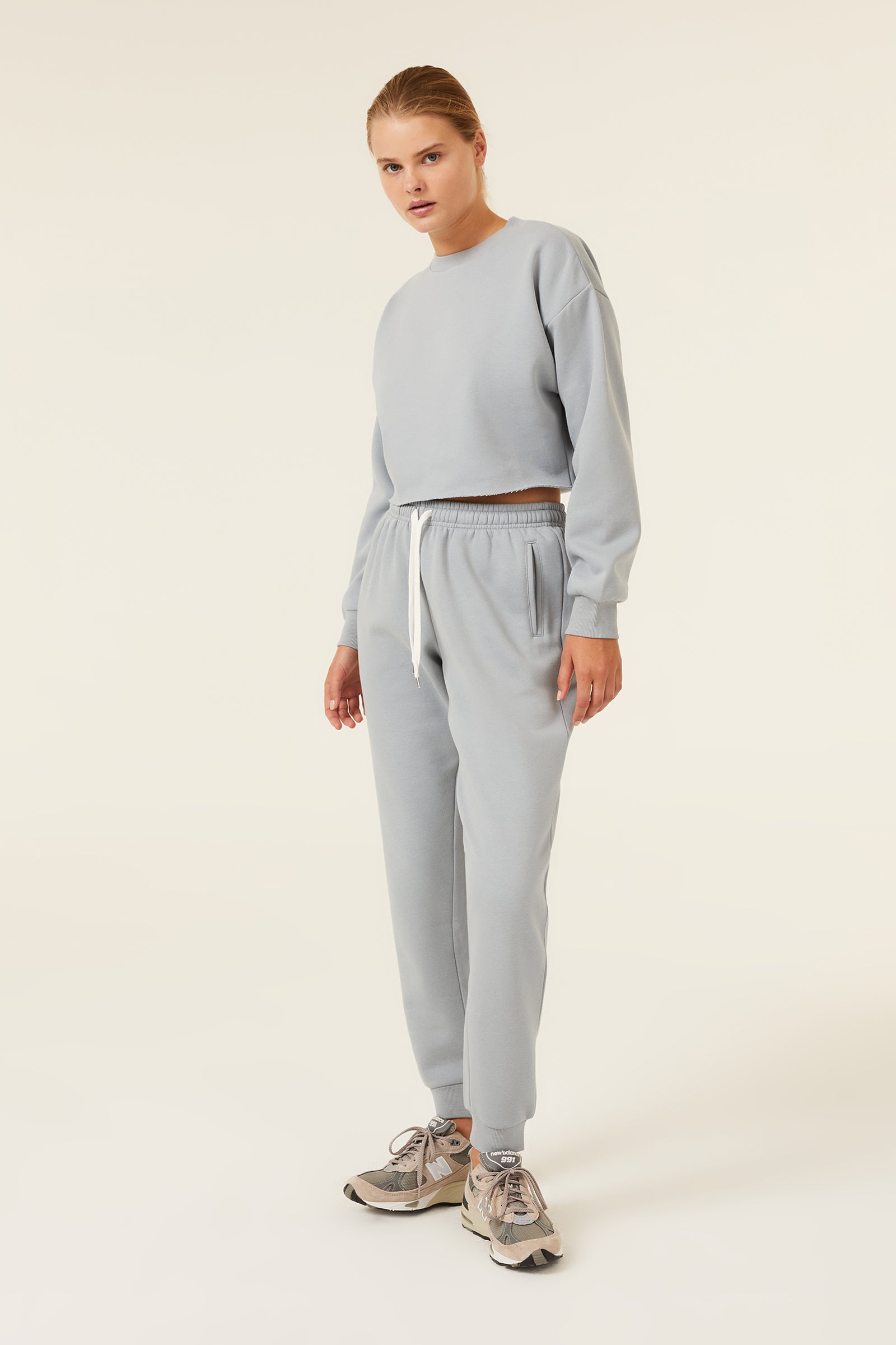 Nude Lucy Carter Classic Crop Sweat In a Green & Blue Toned Marine Colour