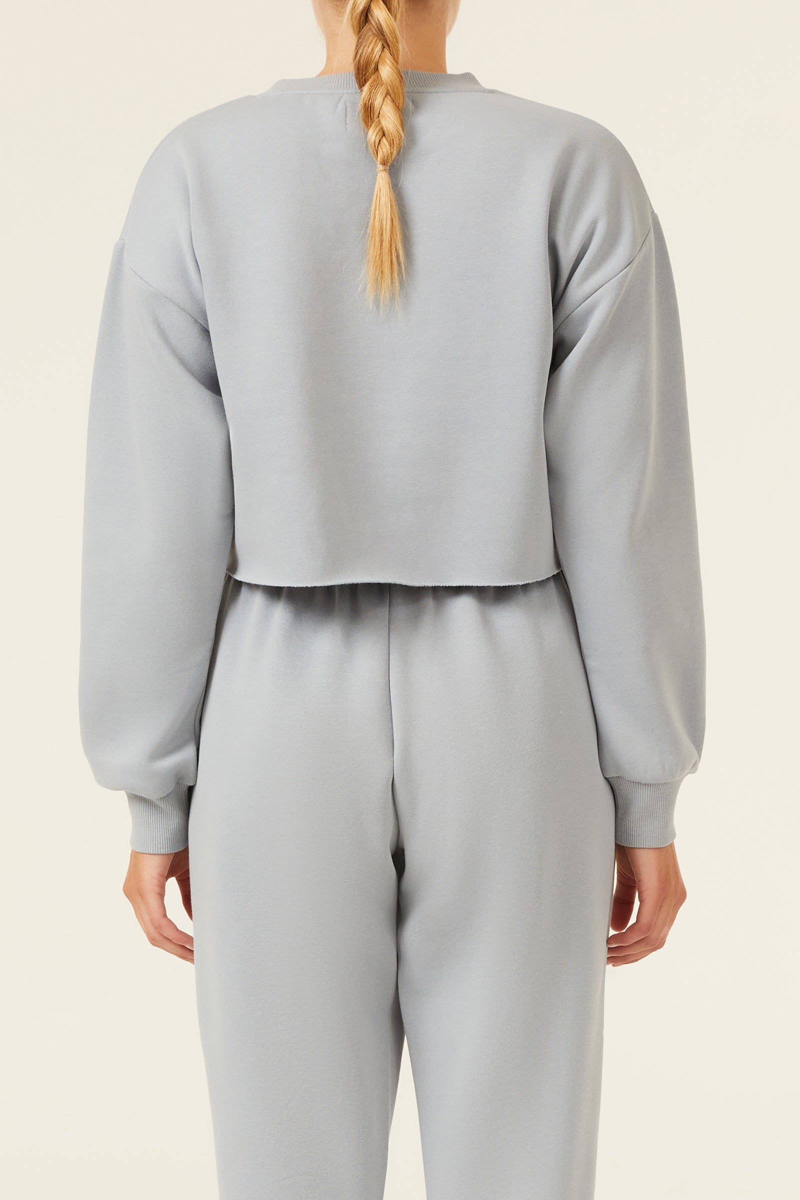 Nude Lucy Carter Classic Crop Sweat In a Green & Blue Toned Marine Colour